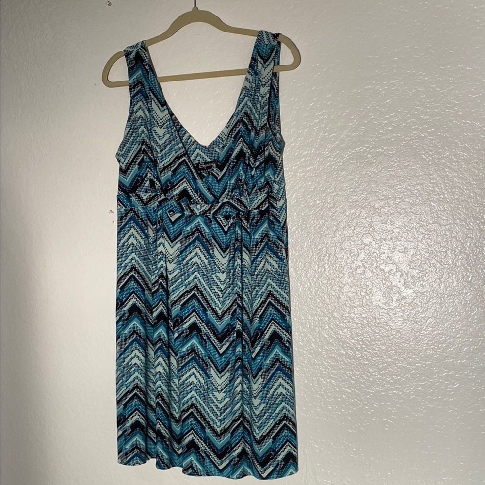 Chevron Patterned Blue Dress Size XL